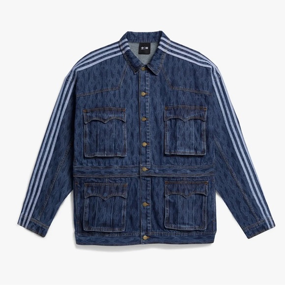 Unisex Adidas x Ivy Park Monogram Denim Track Jacket Trucker 2XL - Picture 2 of 8